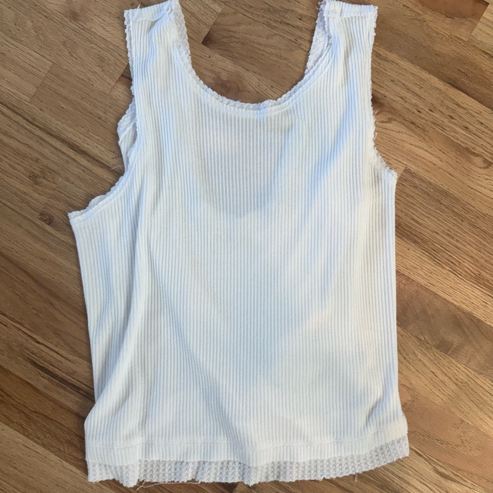We The Free White Ribbed Tank Top